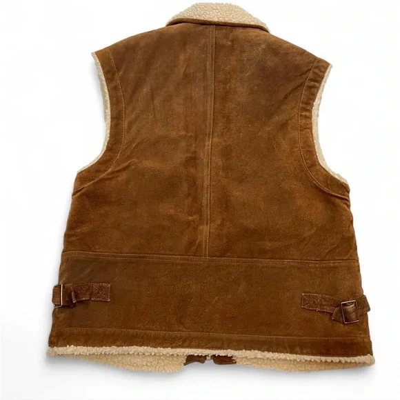 Express Brown Suede Leather Sherpa Vest Small - Picture 3 of 11